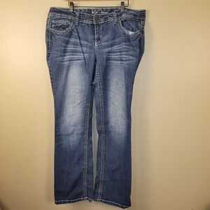 Ariya Jeans Blue Denim Women Size 18 Regular Solid Low Rise Bootcut Jeans